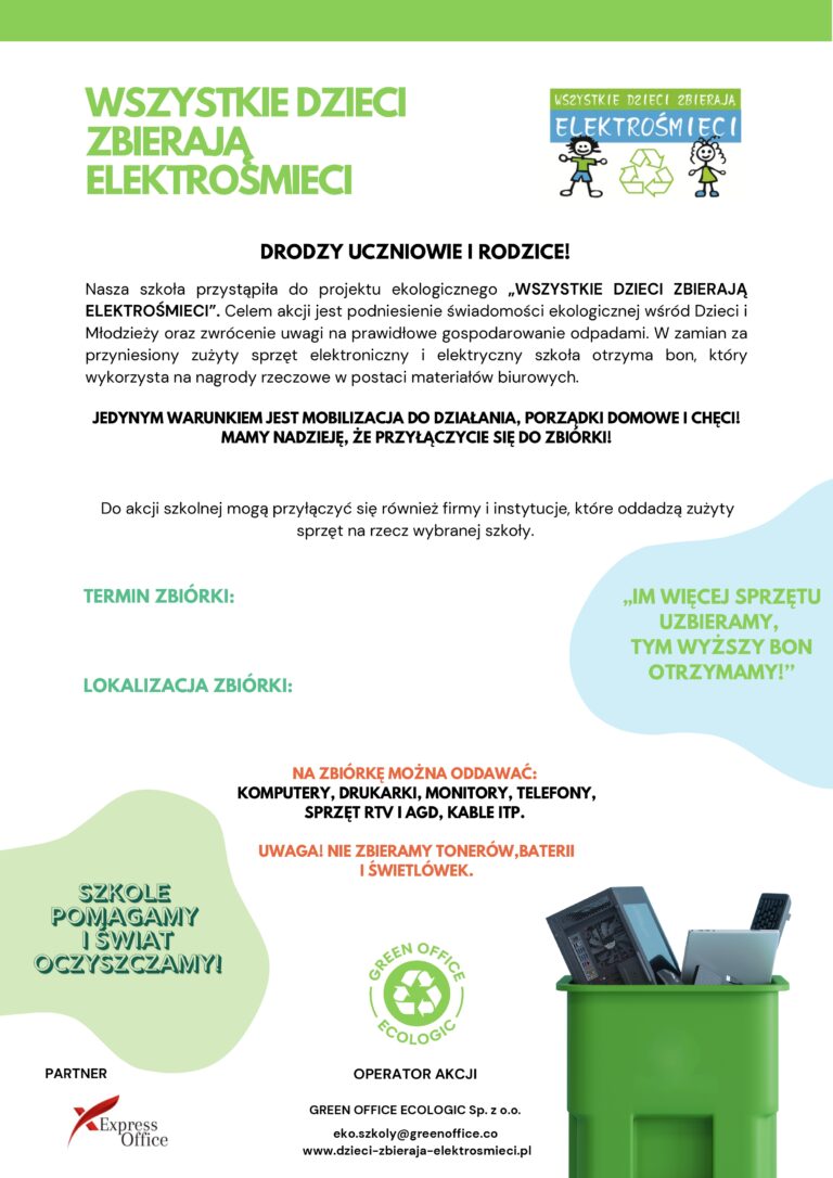 Read more about the article Wszystkie Dzieci Zbierają Elektrośmieci